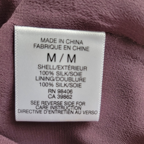 Theory 100 % Silk Peasant Alterina Purple Blouse Size M - Picture 7 of 8